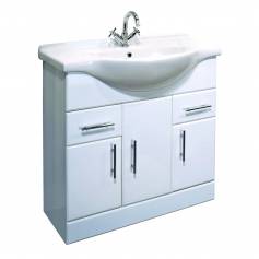 Abbott Bathroom Vanity Units - 880mm Gloss White Basin Unit - Single Tap Hole  